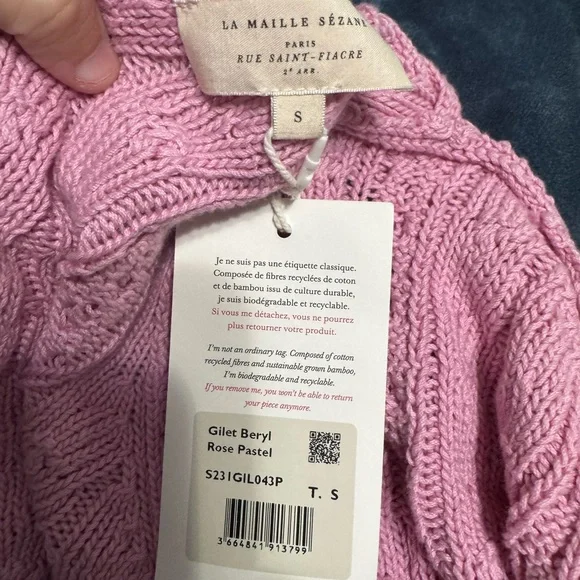 NWT Sézane Beryl cardigan in pastel pink - Picture 6 of 9